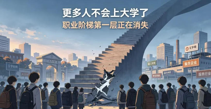 更多人不会上大学了，职业阶梯第一层正在消失